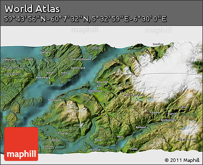 Satellite 3D Map of the Area around 59° 55' 44" N, 6° 1' 30" E