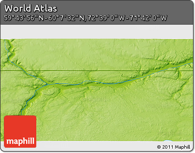 Physical 3D Map of the Area around 59° 55' 44" N, 72° 10' 30" W