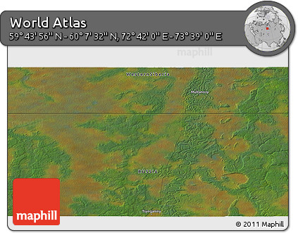 Satellite 3D Map of the Area around 59° 55' 44" N, 73° 10' 30" E