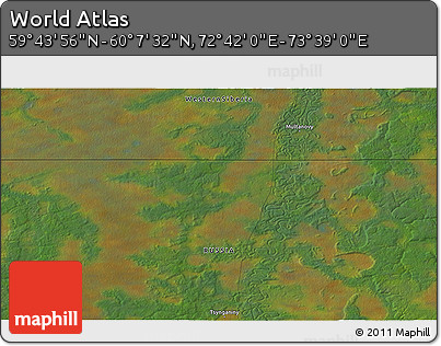 Satellite 3D Map of the Area around 59° 55' 44" N, 73° 10' 30" E