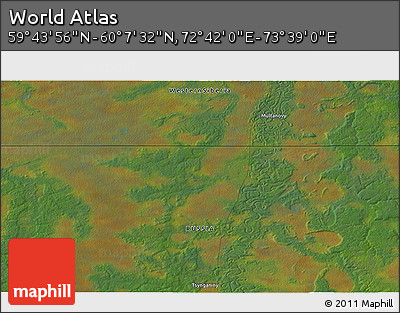 Satellite 3D Map of the Area around 59° 55' 44" N, 73° 10' 30" E