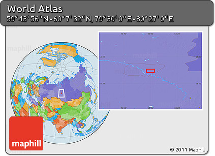Political Location Map of the Area around 59° 55' 44" N, 79° 58' 29" E