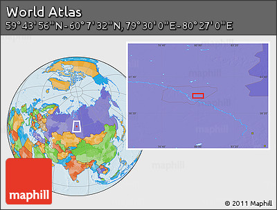 Political Location Map of the Area around 59° 55' 44" N, 79° 58' 29" E