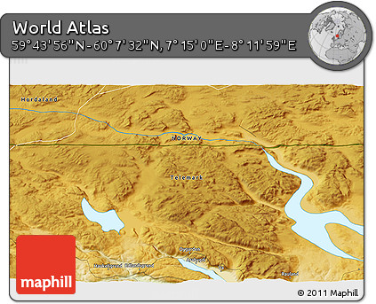 Physical 3D Map of the Area around 59° 55' 44" N, 7° 43' 29" E