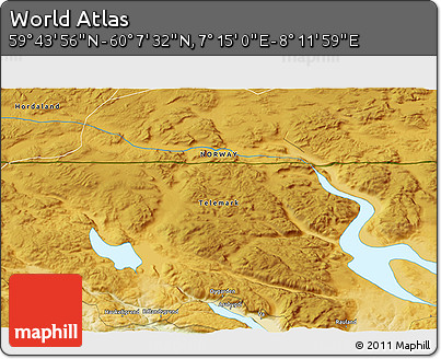Physical 3D Map of the Area around 59° 55' 44" N, 7° 43' 29" E