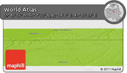 Physical Panoramic Map of the Area around 59° 55' 44" N, 83° 22' 30" E