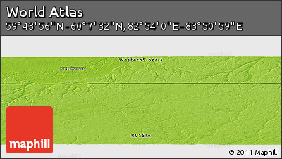 Physical Panoramic Map of the Area around 59° 55' 44" N, 83° 22' 30" E