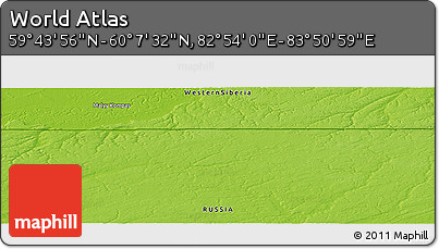 Physical Panoramic Map of the Area around 59° 55' 44" N, 83° 22' 30" E