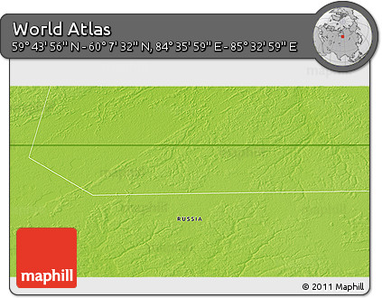 Physical 3D Map of the Area around 59° 55' 44" N, 85° 4' 29" E