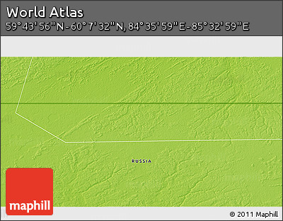 Physical 3D Map of the Area around 59° 55' 44" N, 85° 4' 29" E