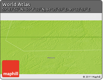 Physical 3D Map of the Area around 59° 55' 44" N, 85° 4' 29" E