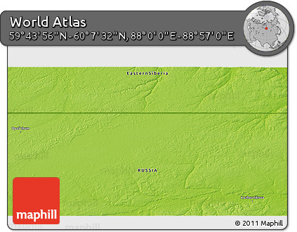 Physical 3D Map of the Area around 59° 55' 44" N, 88° 28' 29" E