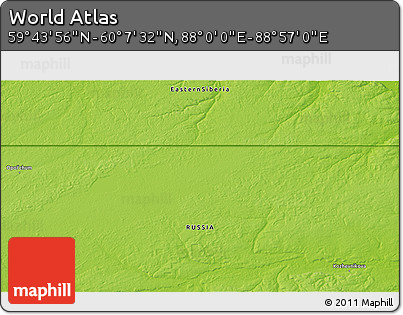 Physical 3D Map of the Area around 59° 55' 44" N, 88° 28' 29" E