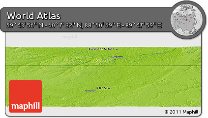 Physical Panoramic Map of the Area around 59° 55' 44" N, 89° 19' 29" E