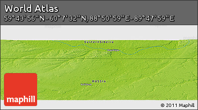 Physical Panoramic Map of the Area around 59° 55' 44" N, 89° 19' 29" E