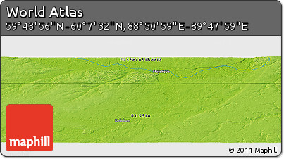 Physical Panoramic Map of the Area around 59° 55' 44" N, 89° 19' 29" E