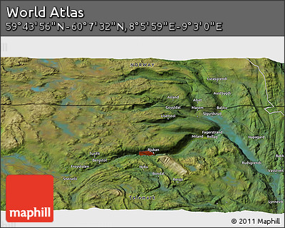 Satellite 3D Map of the Area around 59° 55' 44" N, 8° 34' 29" E