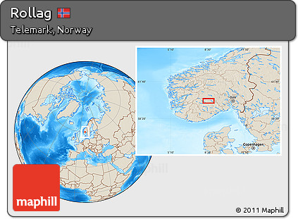 Shaded Relief Location Map of Rollag