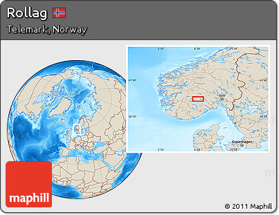Shaded Relief Location Map of Rollag