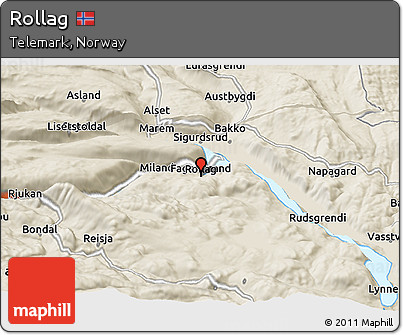 Shaded Relief Panoramic Map of Rollag