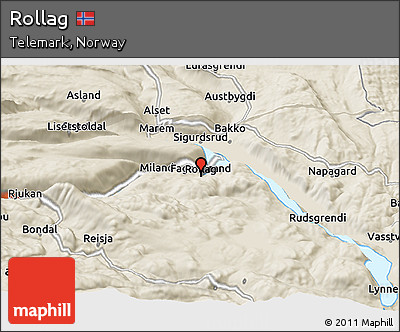 Shaded Relief Panoramic Map of Rollag