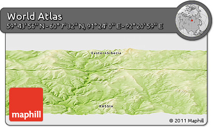 Physical Panoramic Map of the Area around 59° 55' 44" N, 91° 52' 30" E
