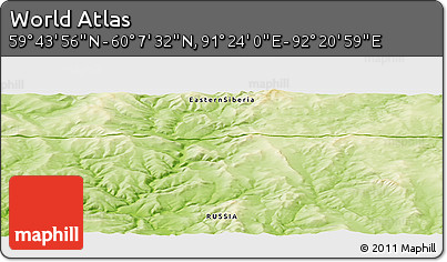 Physical Panoramic Map of the Area around 59° 55' 44" N, 91° 52' 30" E