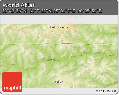 Physical 3D Map of the Area around 59° 55' 44" N, 96° 7' 30" E