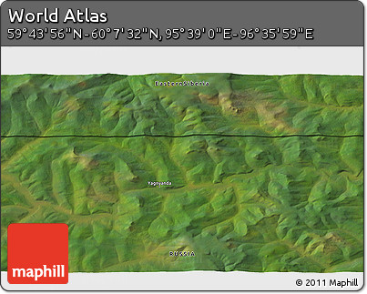 Satellite 3D Map of the Area around 59° 55' 44" N, 96° 7' 30" E