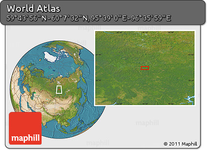 Satellite Location Map of the Area around 59° 55' 44" N, 96° 7' 30" E