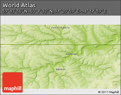 Physical 3D Map of the Area around 59° 55' 44" N, 97° 49' 29" E