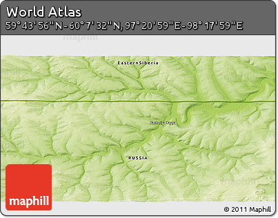 Physical 3D Map of the Area around 59° 55' 44" N, 97° 49' 29" E