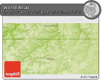 Physical 3D Map of the Area around 59° 55' 44" N, 98° 40' 30" E