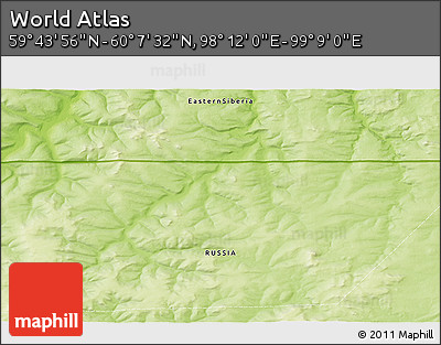 Physical 3D Map of the Area around 59° 55' 44" N, 98° 40' 30" E