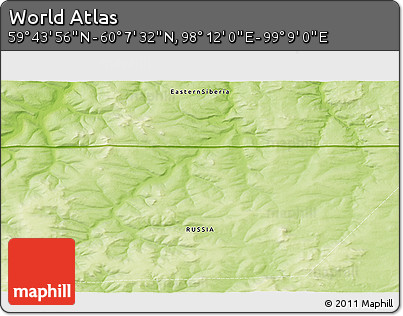Physical 3D Map of the Area around 59° 55' 44" N, 98° 40' 30" E