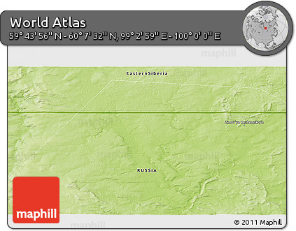 Physical 3D Map of the Area around 59° 55' 44" N, 99° 31' 30" E