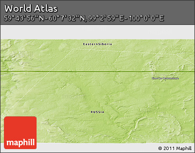 Physical 3D Map of the Area around 59° 55' 44" N, 99° 31' 30" E
