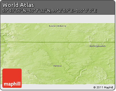 Physical 3D Map of the Area around 59° 55' 44" N, 99° 31' 30" E