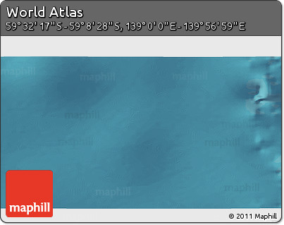 Satellite 3D Map of the Area around 59° 20' 22" S, 139° 28' 29" E