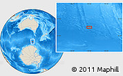 Shaded Relief Location Map of the area around 59° 20' 22" S, 142° 1' 30" E
