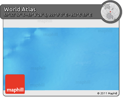 Physical 3D Map of the Area around 59° 20' 22" S, 155° 37' 30" E