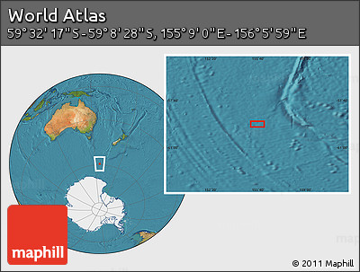 Satellite Location Map of the Area around 59° 20' 22" S, 155° 37' 30" E