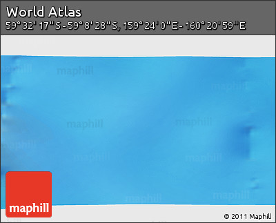 Physical 3D Map of the Area around 59° 20' 22" S, 159° 52' 30" E