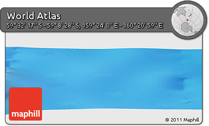 Physical Panoramic Map of the Area around 59° 20' 22" S, 159° 52' 30" E