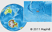 Physical Location Map of the area around 59° 20' 22" S, 161° 34' 29" E