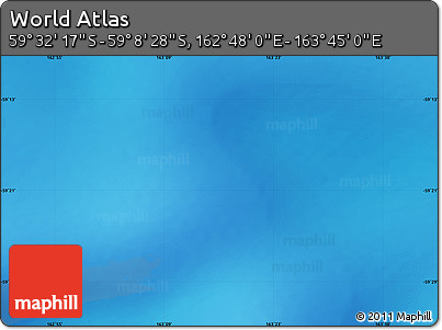 Physical Map of the Area around 59° 20' 22" S, 163° 16' 30" E