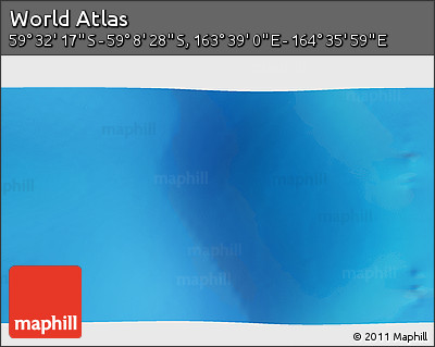 Physical 3D Map of the Area around 59° 20' 22" S, 164° 7' 30" E