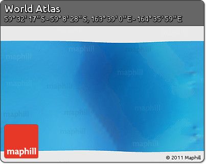 Physical 3D Map of the Area around 59° 20' 22" S, 164° 7' 30" E