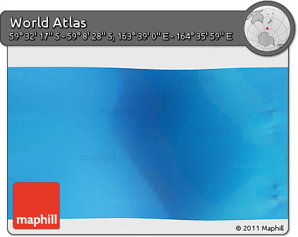 Shaded Relief 3D Map of the Area around 59° 20' 22" S, 164° 7' 30" E