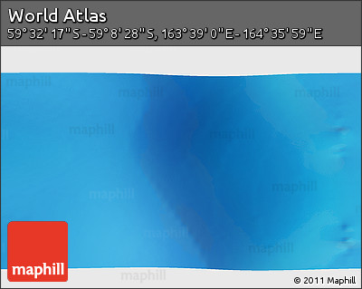 Shaded Relief 3D Map of the Area around 59° 20' 22" S, 164° 7' 30" E